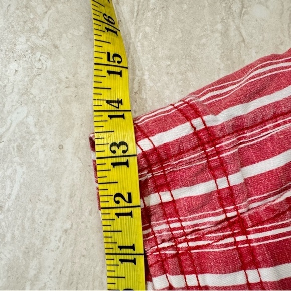 American Eagle 2 Red Striped Paperbag Linen Viscose Shorts - Picture 5 of 12